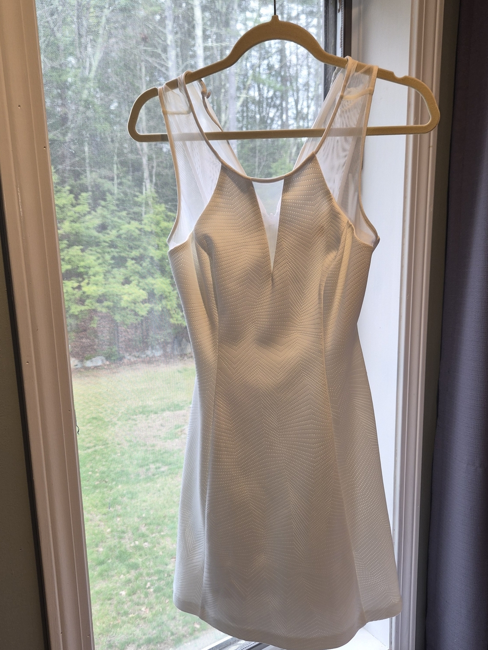 Guess White Sleeveless Mesh-Trim Mini Dress